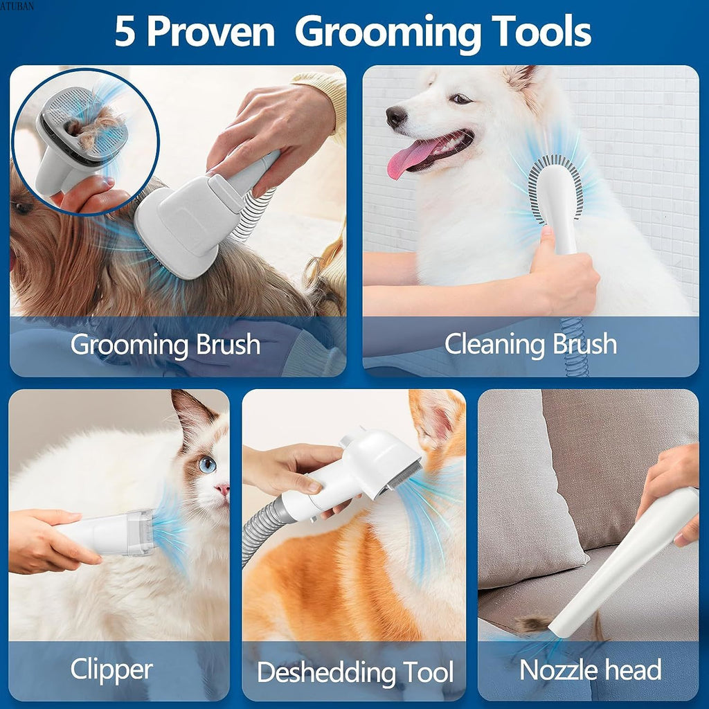 Pet Grooming Vacuum Kit 2.3L | Dog Hair Vacuum & Low Noise Grooming Clipper Set