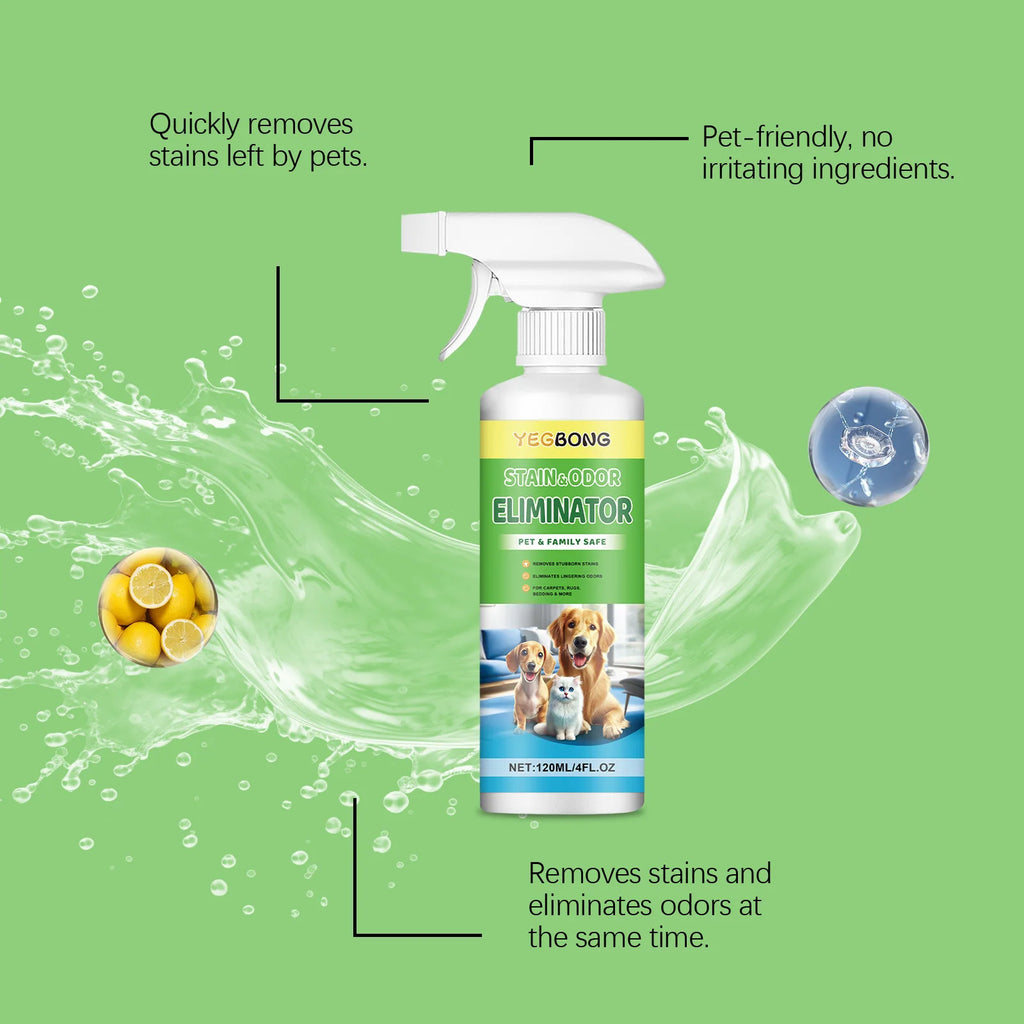 Pet Stain & Odor Remover Spray for Dogs and Cats – Deep Cleaning Urine Stain & Odor Eliminator 120ml