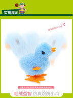Wind Up Chicken Cat Toy Interactive Jumping Walking Plush Toy for Cats