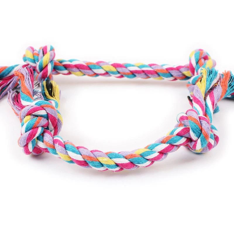Random Color Double Knot Cotton Rope Dog Chew Toy for Puppies and Small Dogs