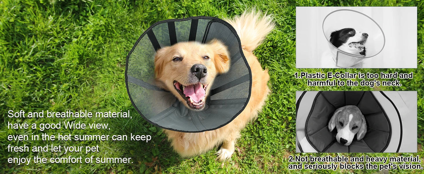 Soft Dog Cone Collar for Large and Extra Large Dogs | Adjustable Recovery E-Collar Alternative After Surgery