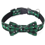 Christmas Plaid Dog Collar with Bow Tie and Snowflake Design | Adjustable Holiday Pet Collar for Small Large Dogs and Cats