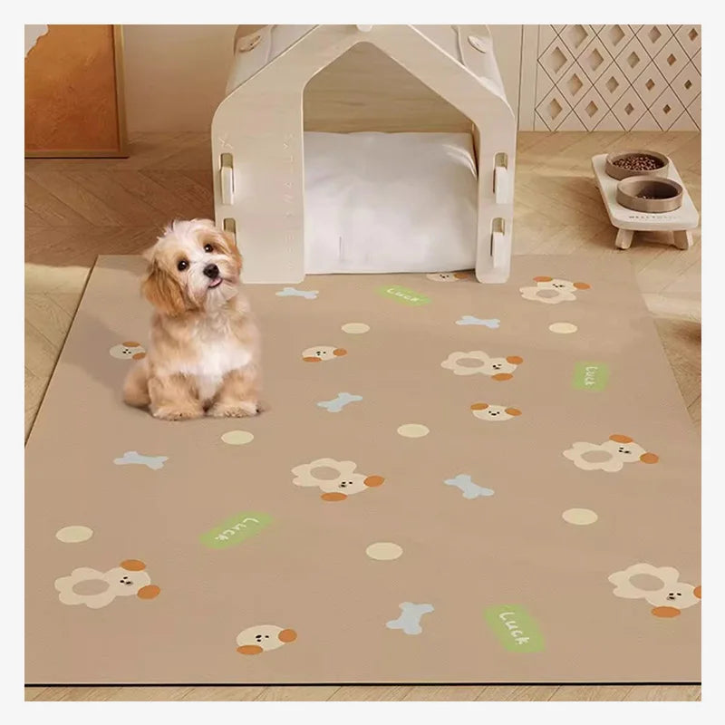 Cute Cartoon Waterproof Pet Floor Mat – PVC Anti-Scratch Dog & Cat Rug