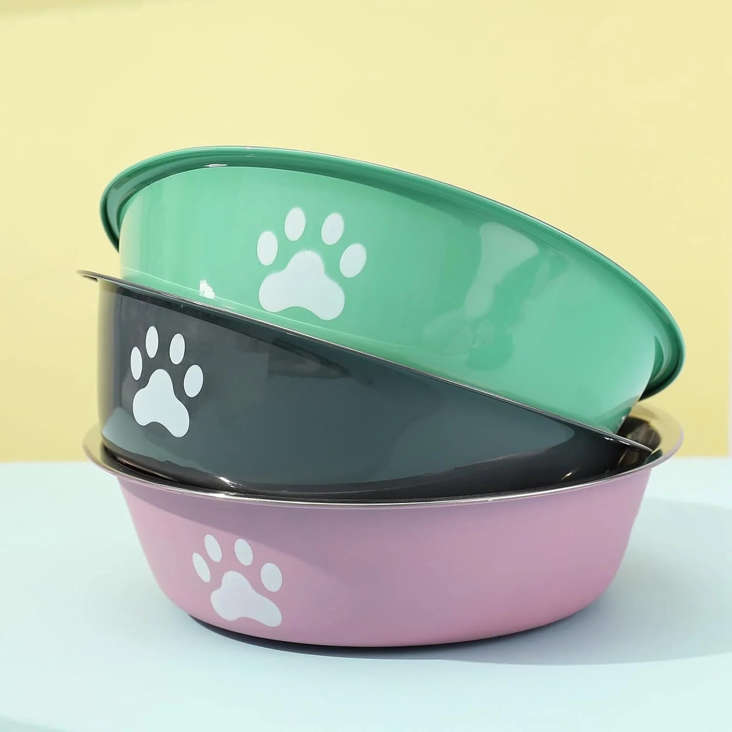 Stainless Steel Dog Bowl with Non-Slip Silicone Base – Food & Water Feeder