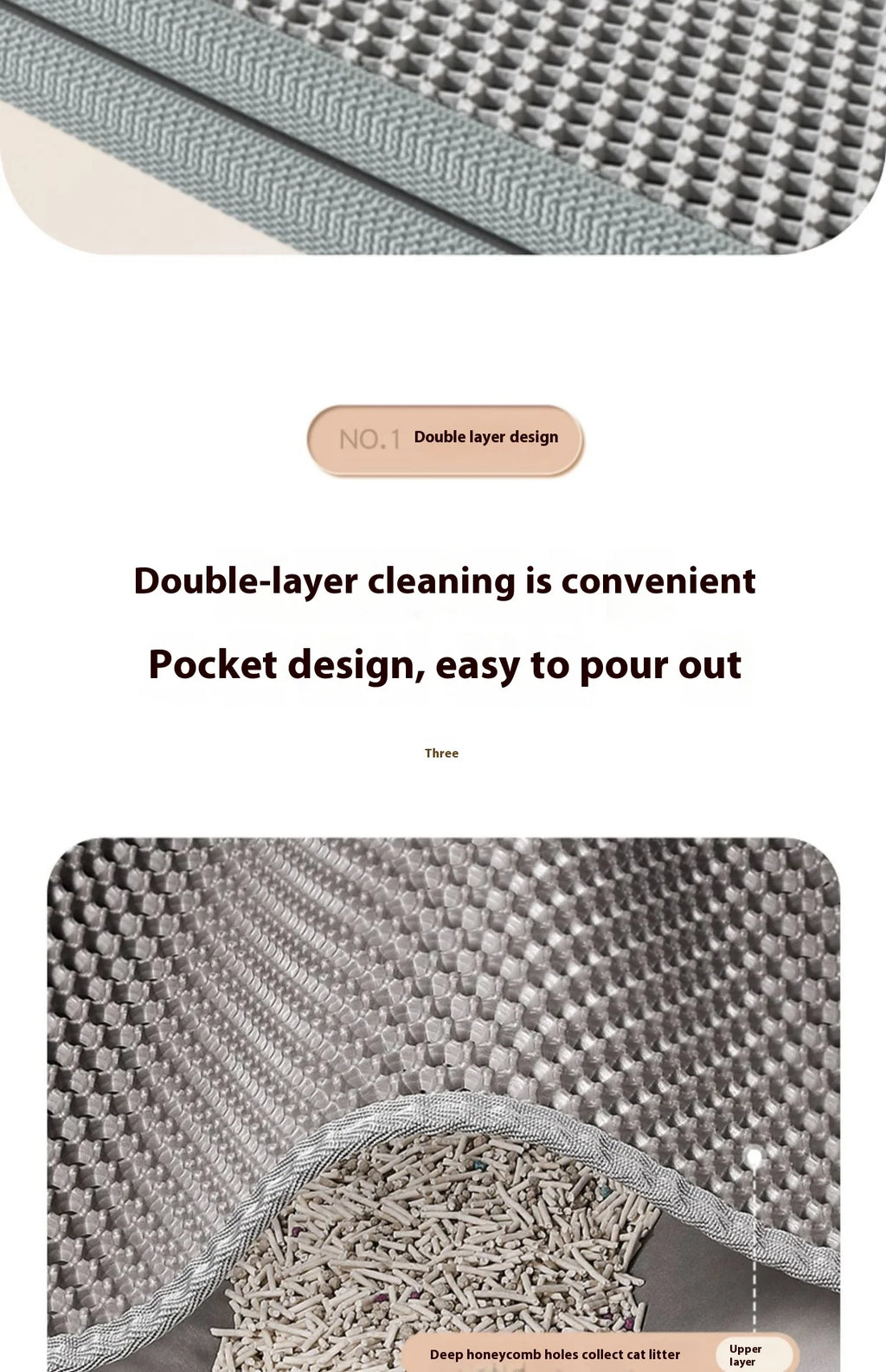 Premium 2-Layer Cat Litter Mat – Waterproof EVA Litter Trapping Mat with Non-Slip Base for Indoor Cats and Kittens