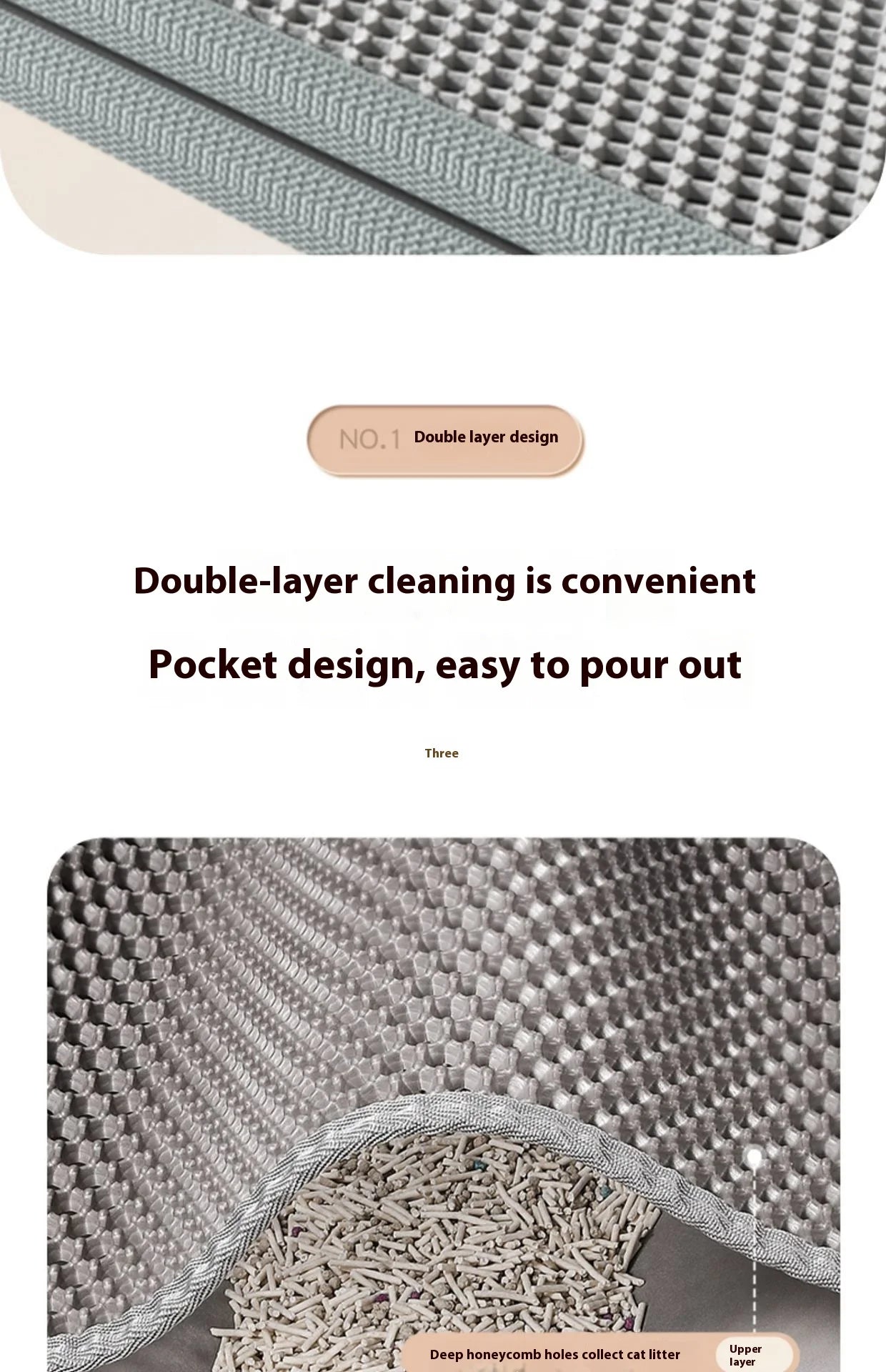 Premium 2-Layer Cat Litter Mat – Waterproof EVA Litter Trapping Mat with Non-Slip Base for Indoor Cats and Kittens