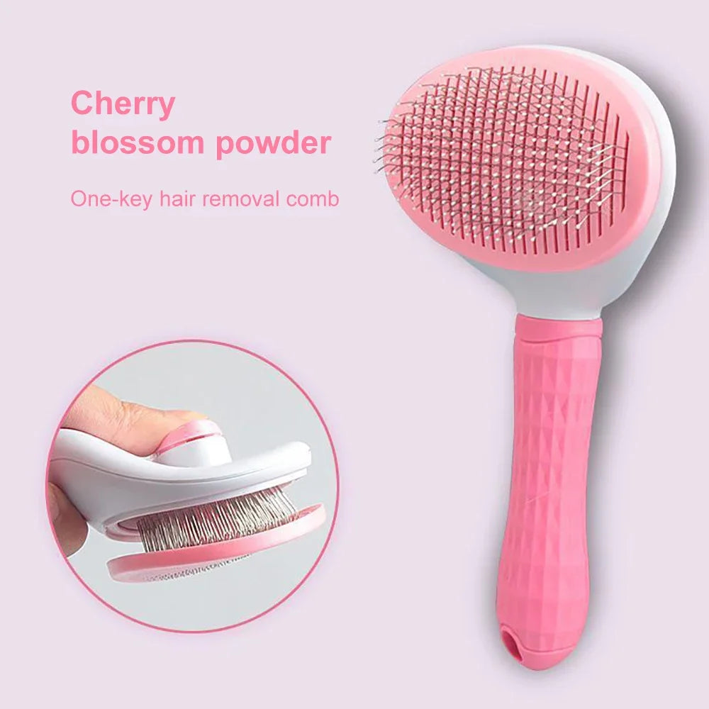 Dog & Cat Grooming Brush – Stainless Steel Pet Hair Remover & Deshedding Comb