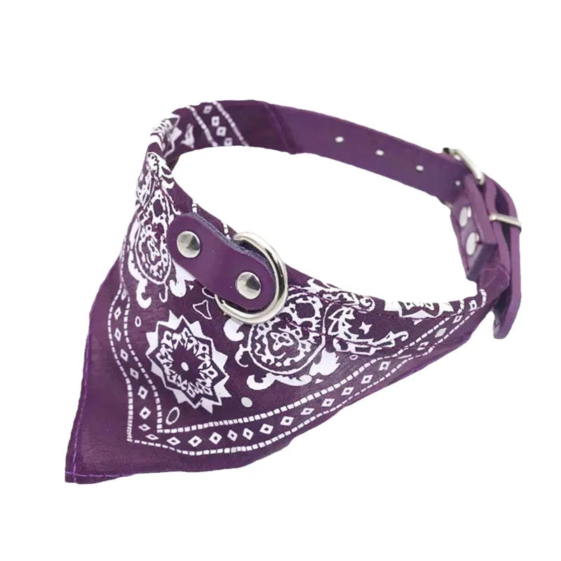 PU Leather Cat and Dog Collar with Scarf – Adjustable Puppy Collar for Chihuahua, Corgi, Cats and Small Medium Dogs