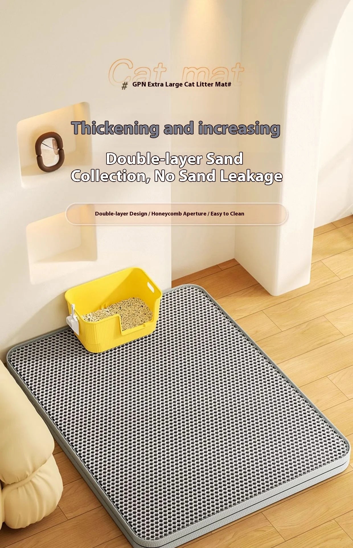 Premium 2-Layer Cat Litter Mat – Waterproof EVA Litter Trapping Mat with Non-Slip Base for Indoor Cats and Kittens