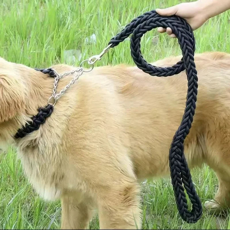 Large Dog Leash Nylon Braided Traction Rope – Heavy Duty Walking Lead for Bulldog, Rottweiler and Hound Dogs