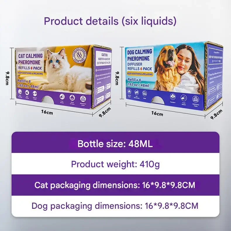 4-in-1 Pet Pheromone Diffuser for Cats andDogs | Electric Stress Relief & Calming Odorless Diffusion Set