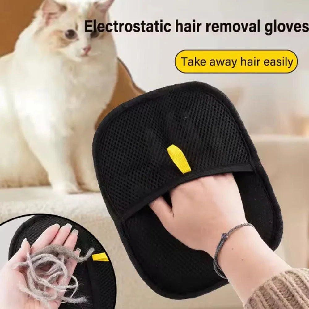 Reusable Pet Hair Removal Gloves – Double-Sided Grooming Mitt for Cats & Dogs