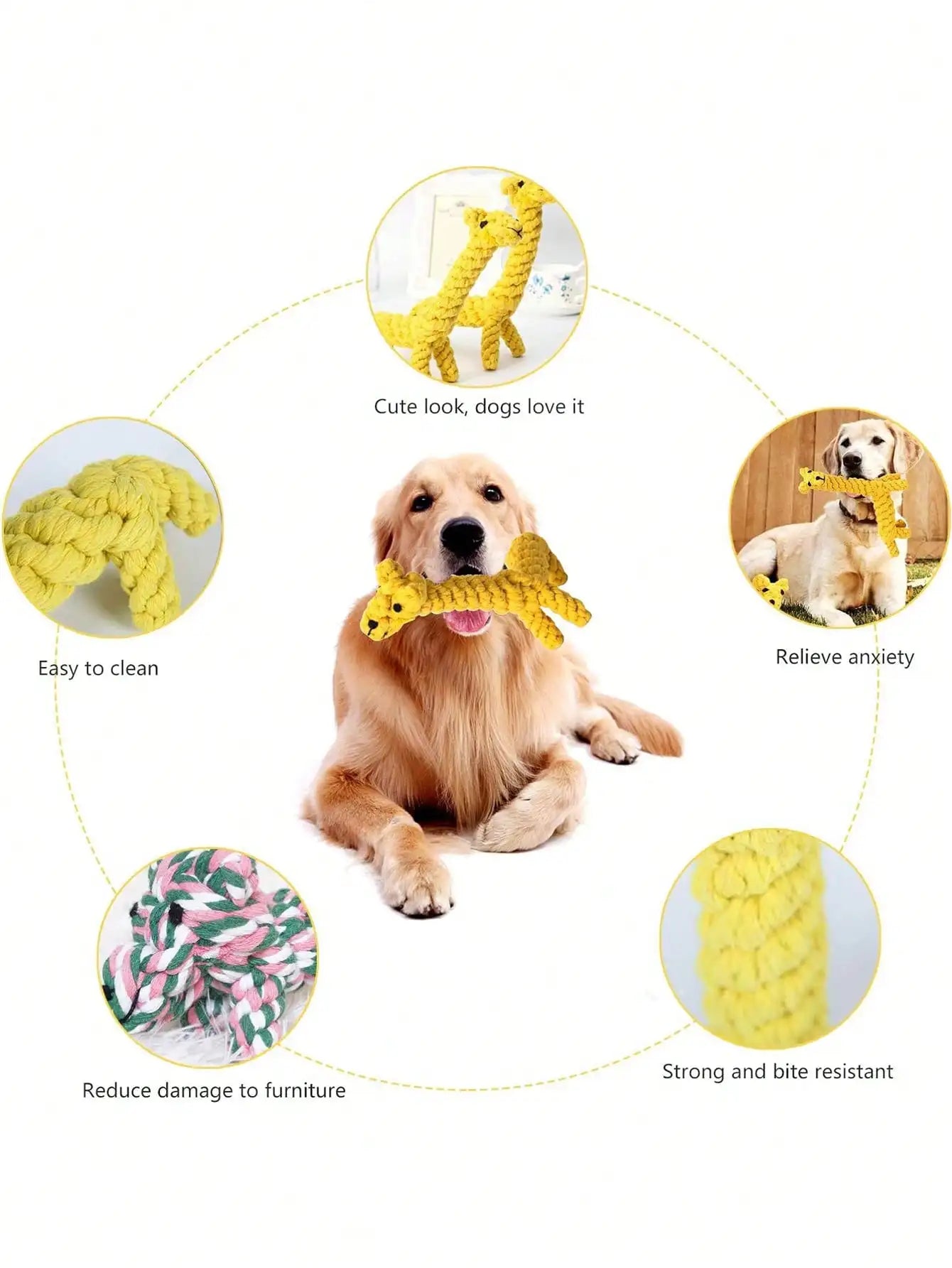 Hand-Woven Cotton Rope Knot Dog Toy – Bite Resistant Teeth Cleaning Chew Toy for Small and Medium Dogs