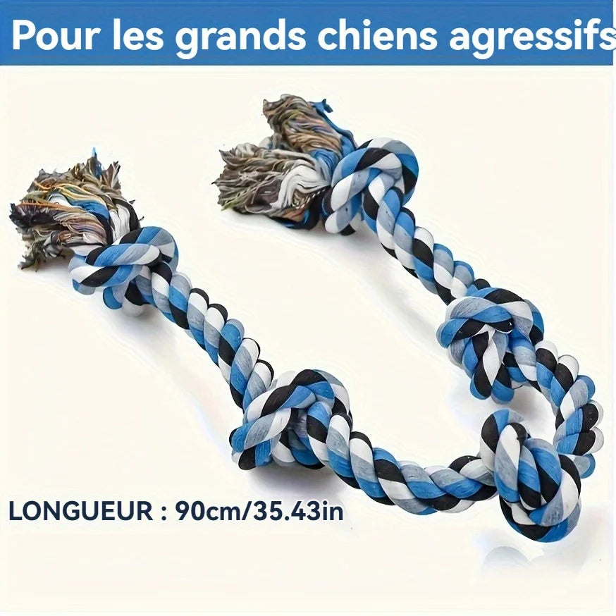 Heavy Duty Dog Rope Toy for Aggressive Chewers – Extra Long Cotton Chew & Teeth Cleaning Tug Toy
