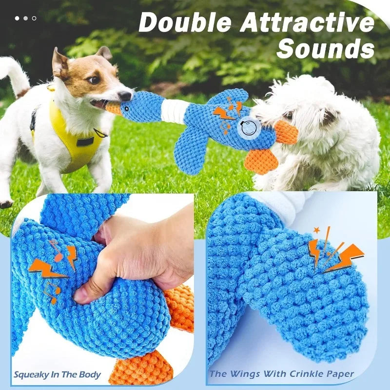 Interactive Plush Goose Dog & Cat Toy – Squeaky Chew & Tug Training Toy