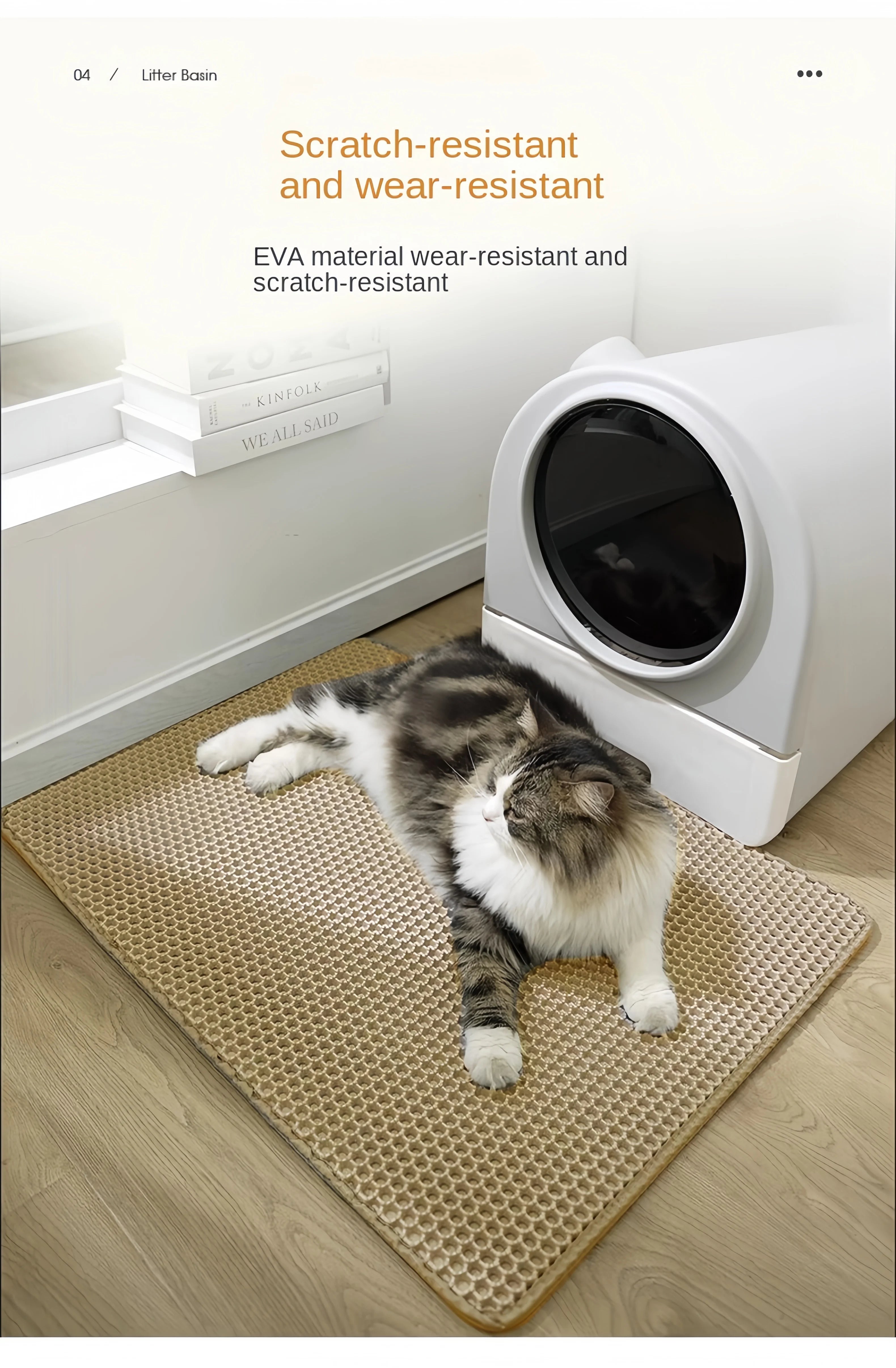Waterproof Double Layer Cat Litter Mat – Honeycomb EVA Litter Trapping Mat, Non-Slip Washable Pet Toilet Floor Protector