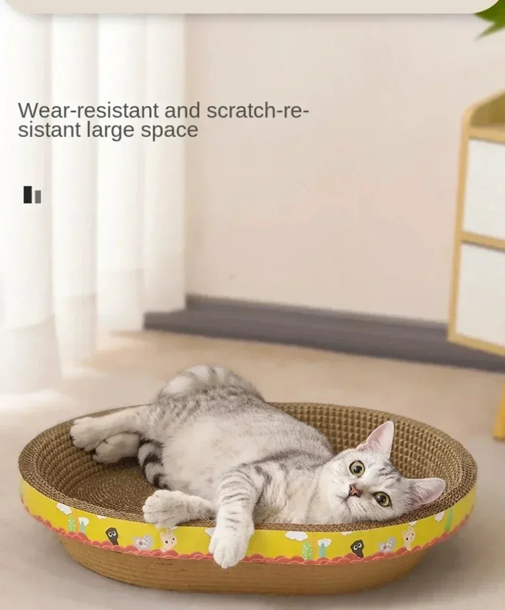 Oval Cat Scratching Board Bed – Corrugated Cardboard Cat Scratcher for Claw Grinding, Sleeping & Furniture Protection