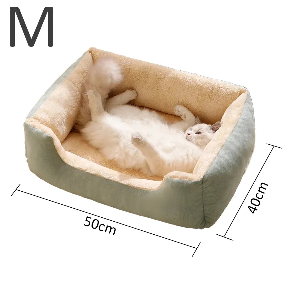 Soft Plush Pet Bed for Cats & Small Dogs – Cozy Warm Sleeping Cushion Basket House