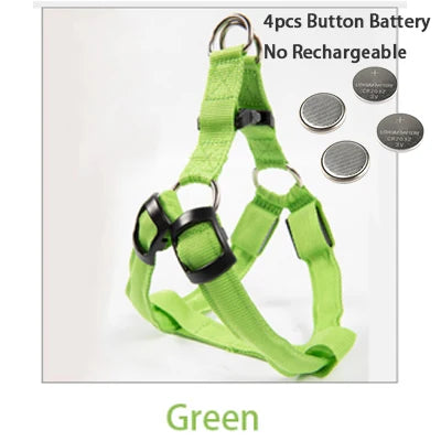 LED Dog Harness USB Rechargeable – Adjustable Flashing No Pull Safety Harness with Reflective Lights for Small, Medium & Large Dogs