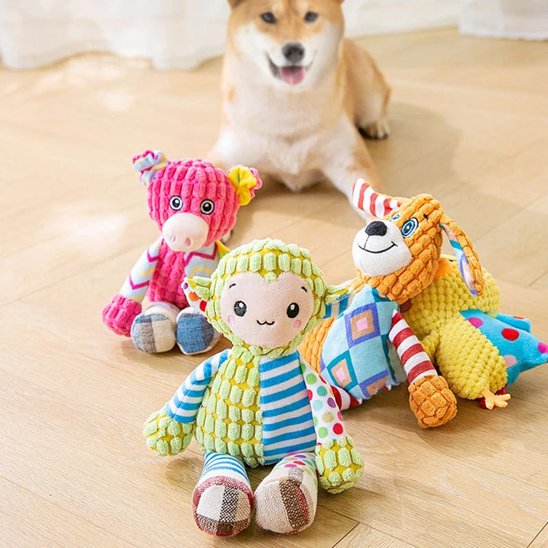 Pet Plush Puzzle Toy – Cute Animal Squeaky Chew & Teeth Cleaning Toy for Dogs & Cats