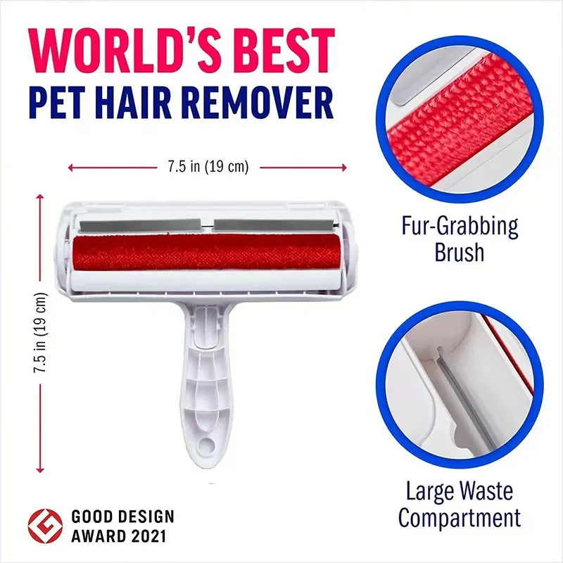 Self-Cleaning Pet Hair Remover Roller – Reusable Dog & Cat Fur Lint Brush