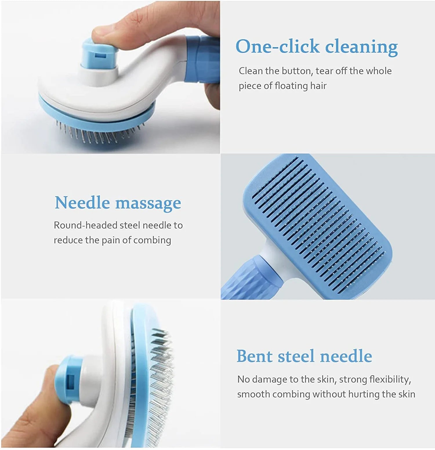 Dog & Cat Grooming Brush – Stainless Steel Pet Hair Remover & Deshedding Comb