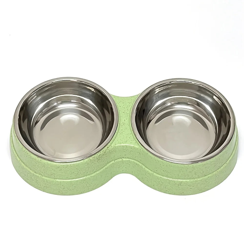 Double Stainless Steel Pet Bowls with Non-Slip Base (Food & Water)
