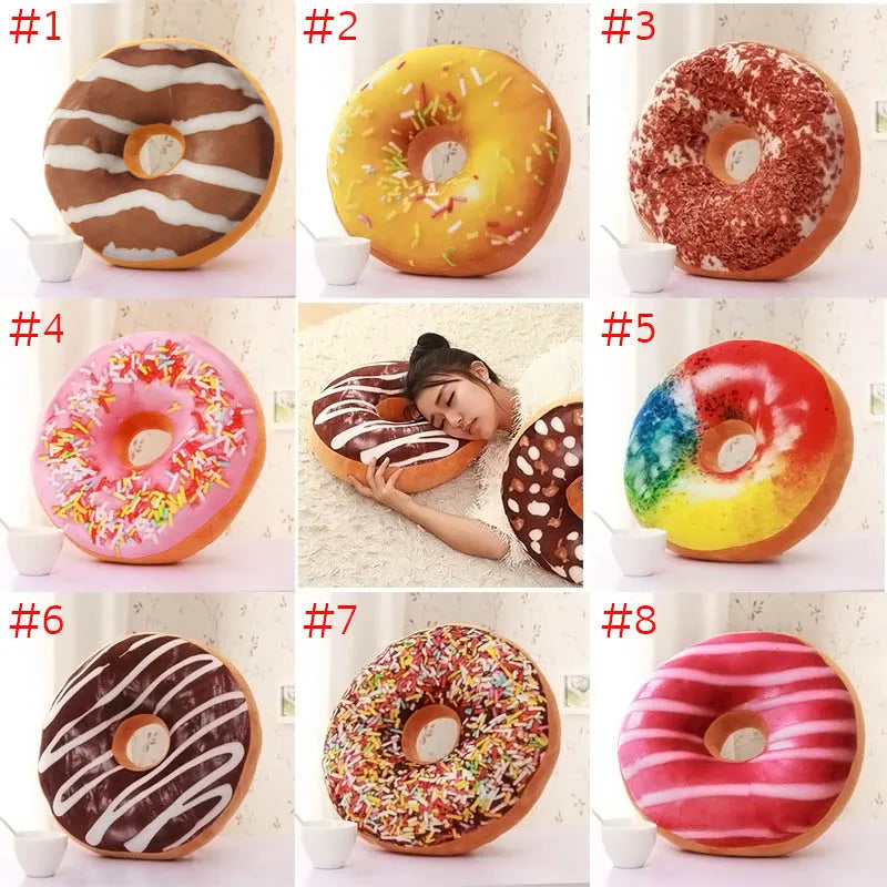 3D Cute Donuts Pillow Chocolate Donuts Plush Macaron Food Cushion Nice Bottom Cushion Nap Pillow Decorative cushion Home textile