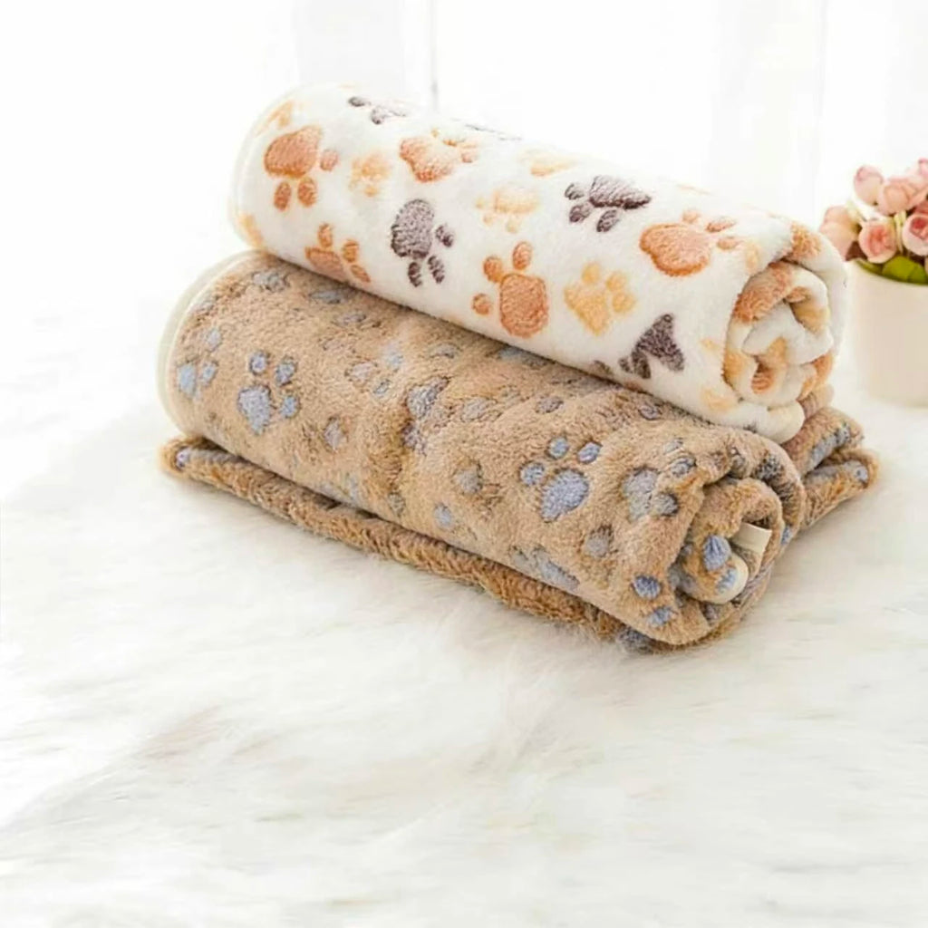 Soft Paw Print Pet Blanket for Dogs and Cats | Coral Fleece Warm Sleeping Pad All Seasons