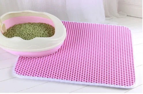 Non-Slip Waterproof Double Layer Cat Litter Mat – Washable Pet Litter Catcher Pad for Clean Home