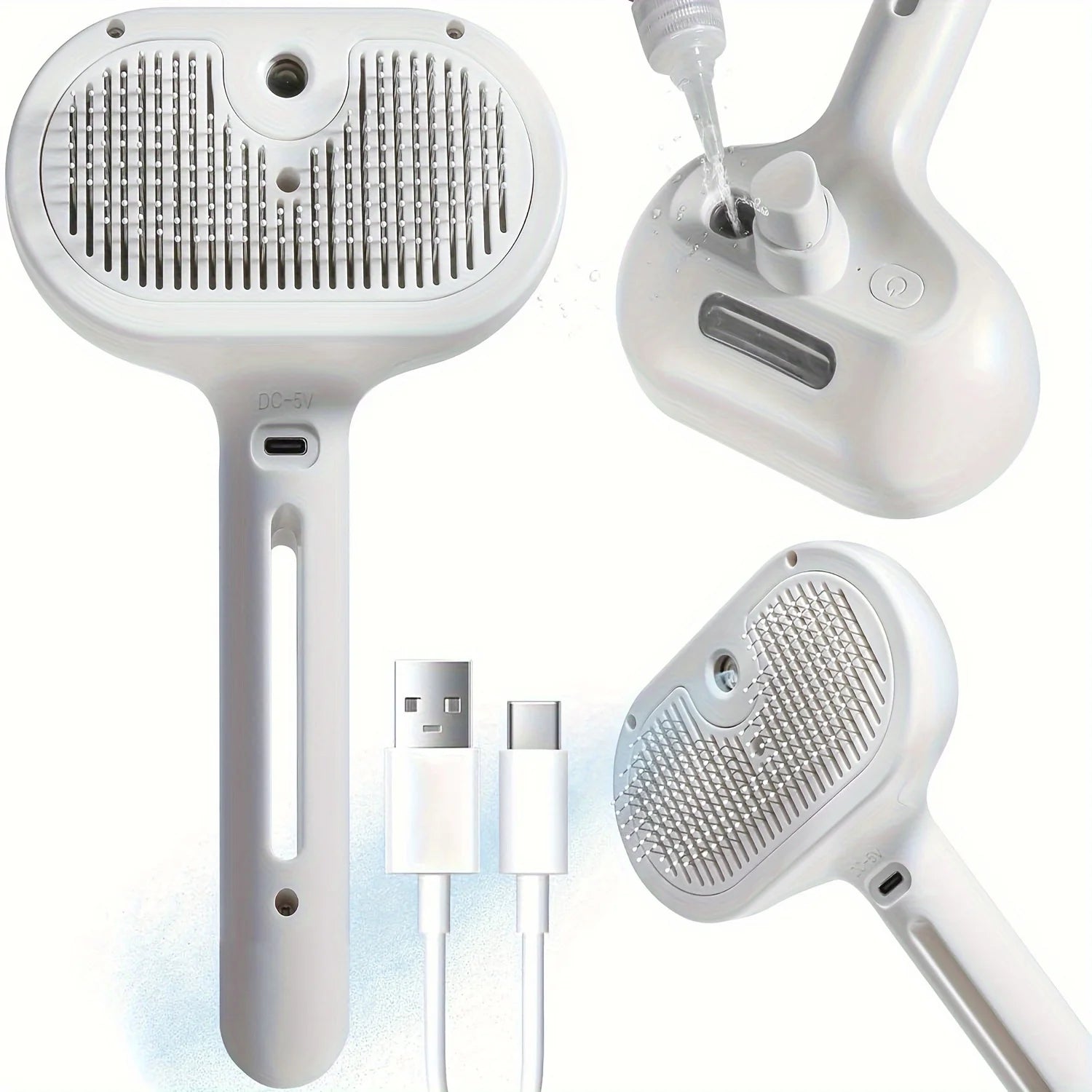 Pet Spray Grooming Comb – Self Cleaning Hair Remover Brush with Mist Humidifier for Dogs & Cats