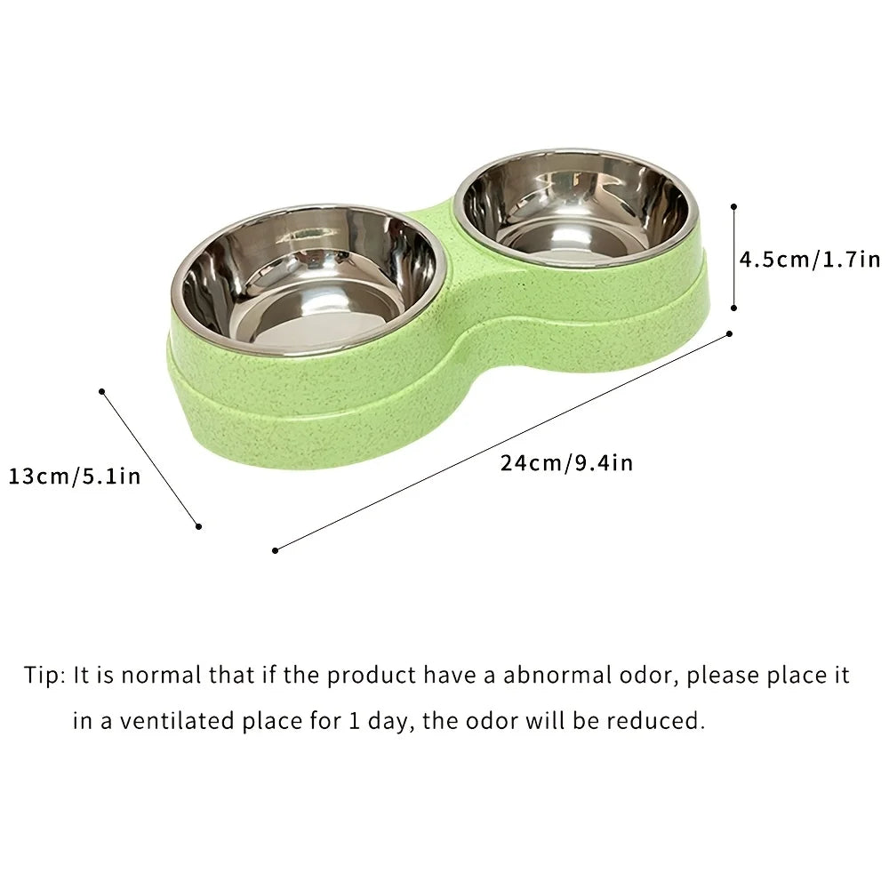 Double Stainless Steel Pet Bowls with Non-Slip Base (Food & Water)