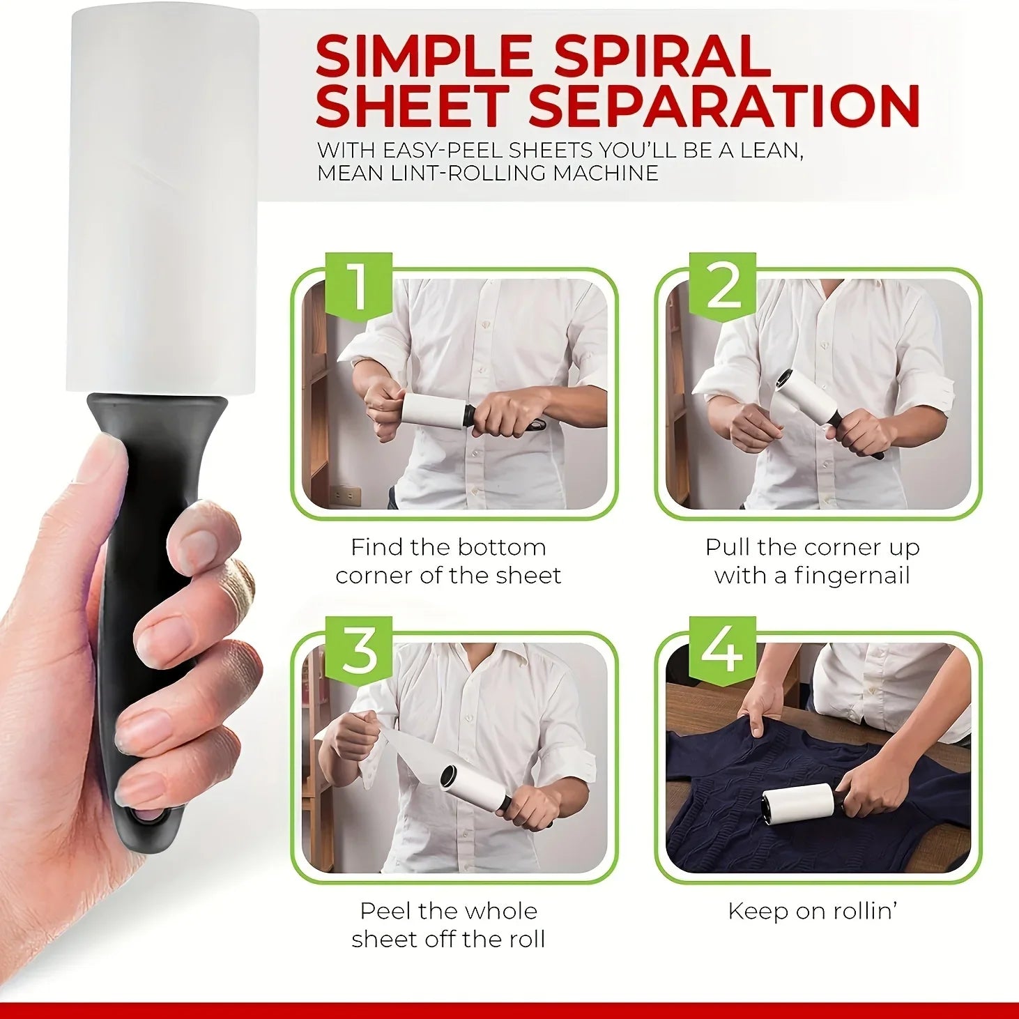 Extra Sticky Lint Roller for Pet Hair Removal – 60 Sheets Roll for Dog & Cat Hair