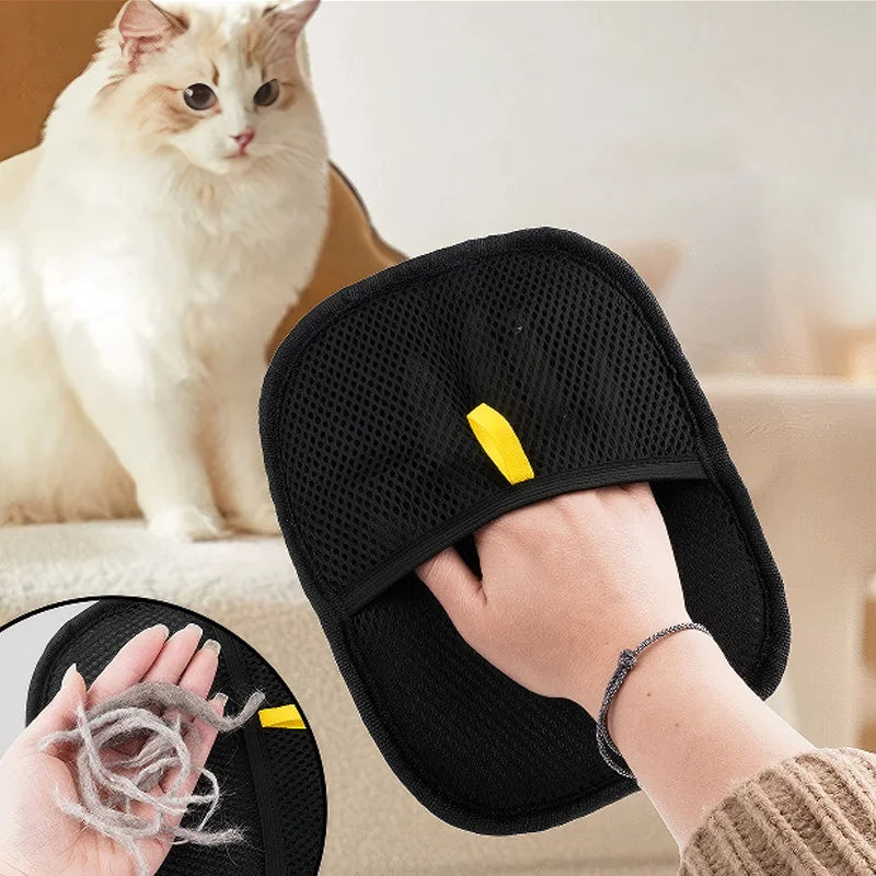 Reusable Pet Hair Removal Gloves – Double-Sided Static Grooming & Fur Cleaner for Dogs & Cats