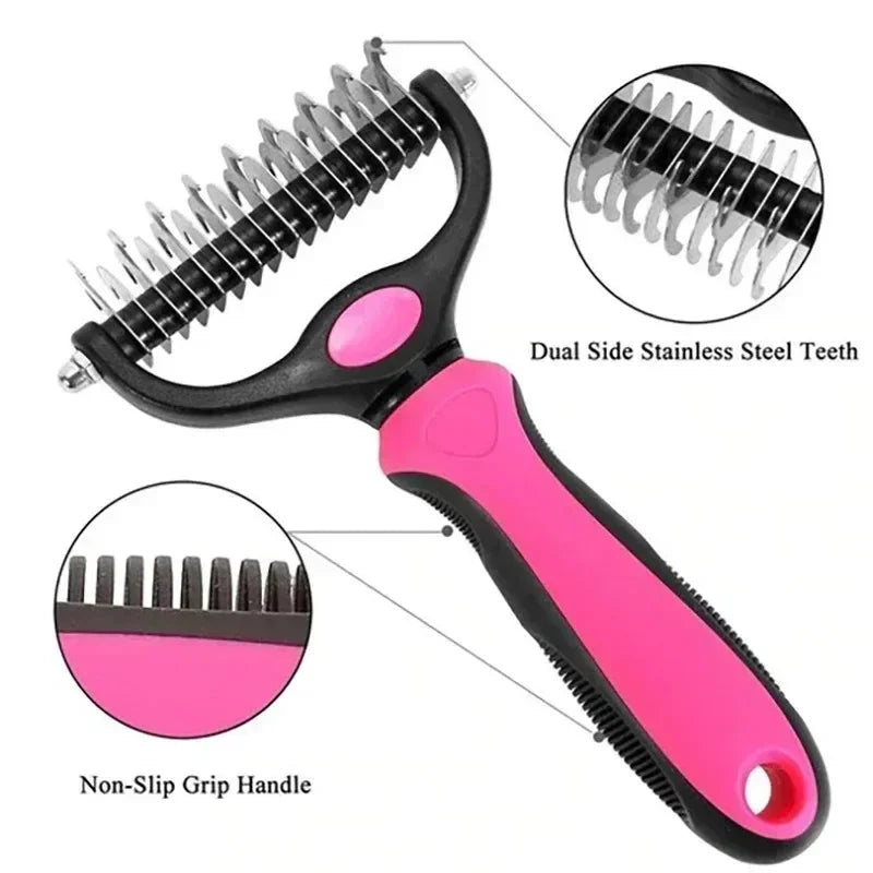 All-in-One Pet Deshedding Brush | Dog & Cat Grooming Tool for Hair Removal & Dematting